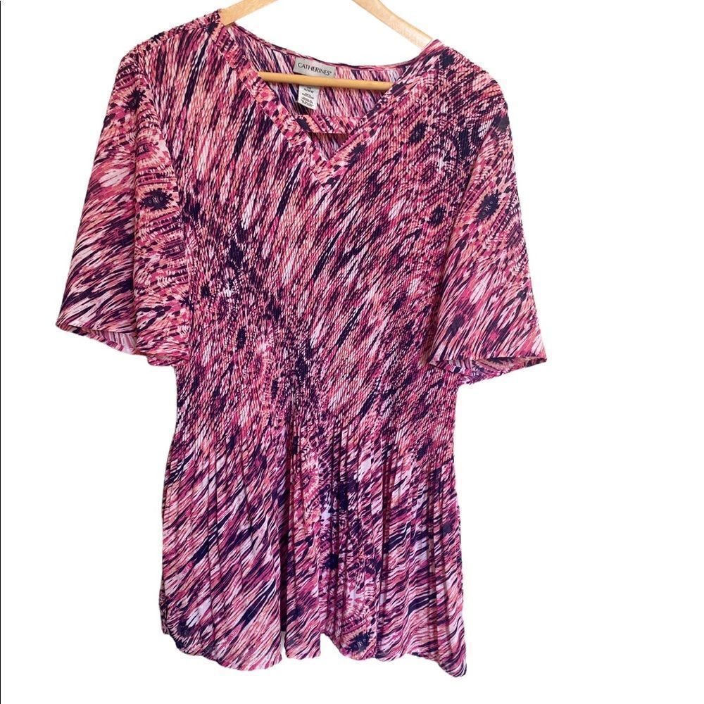 CATHERINE'S Plus Size 0X Top 14 16W COLORFUL Lightweight Short Sleeve